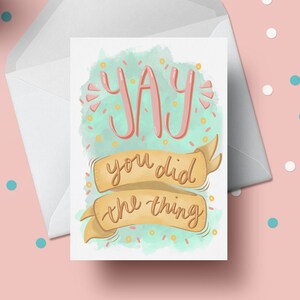 Yay! Você fez a coisa! cartão de parabéns engraçado, cartão de parabéns, presente de parabéns, cartão de noivado, novo cartão de casa, novo cartão de trabalho