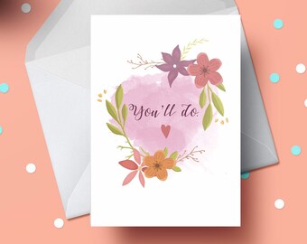 You'll Do, tarjeta de aniversario divertida, tarjeta de compromiso divertida, tarjeta divertida del día de San Valentín