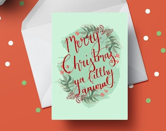 Merry Christmas Ya Filthy Animal, funny christmas card, home alone, home alone card, christmas card, merry christmas, happy christmas