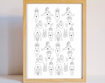 Feminist Gift,A3,feminist print,feminist art,body positive,naked,mature,illustration,naked woman,girl power,unique gifts,prints,wall art