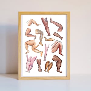 Feminist print,A3 feminist poster,body positive,illustration,girl power,grl pwr,unique gifts,hairy legs print