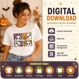 Cute Ghost Png Clipart Trendy Halloween Retro Fall Bestseller Preppy Pumpkin Patch Black Cat Haunted House Cauldron Design Bundle