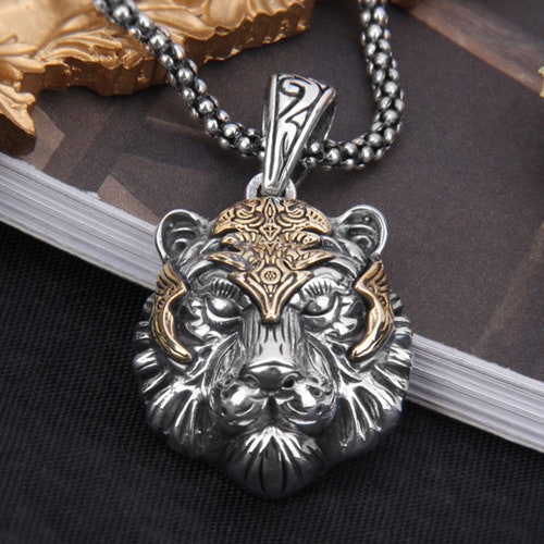 Sterling Silver Wild Tiger Necklace Tiger Pendant Animal - Etsy