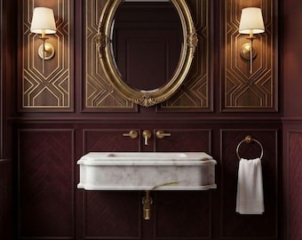 Carrara White Marble Sink/Bathroom Vessel Sink/ Ornate Natural Stone Vanity Basin/Classic Powder Room Sink/Handmade Stone Sink/CUSTOM SİZE