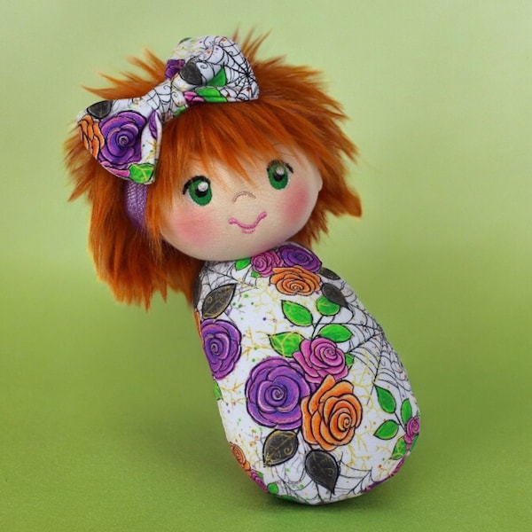 Ready to Ship Halloween Fabric doll for Toddler Girls Handmade Keepsake Cloth Doll for Baby Shower Gift Nursery Decor Birthday Gift for Girl