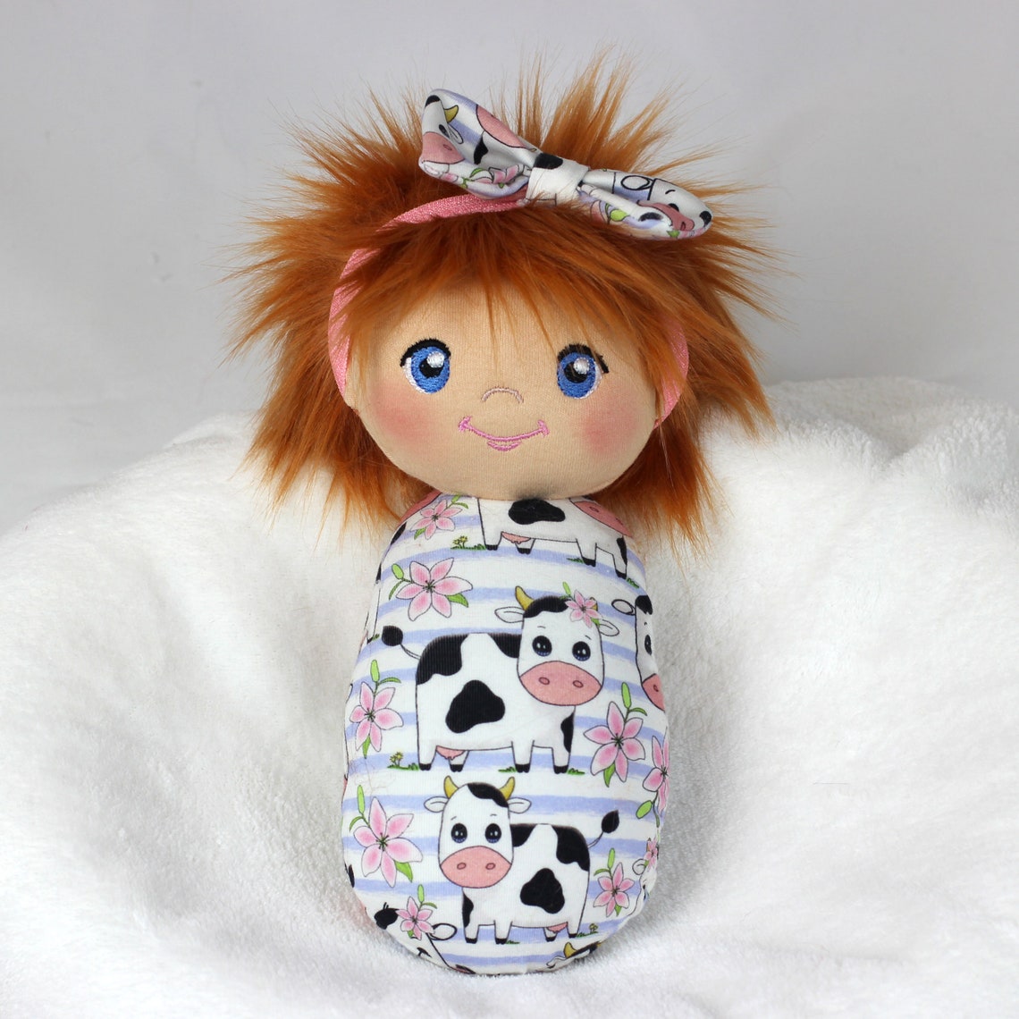 Handmade Cow Print Cloth Doll Swaddle Baby Doll Fabric Doll Etsy