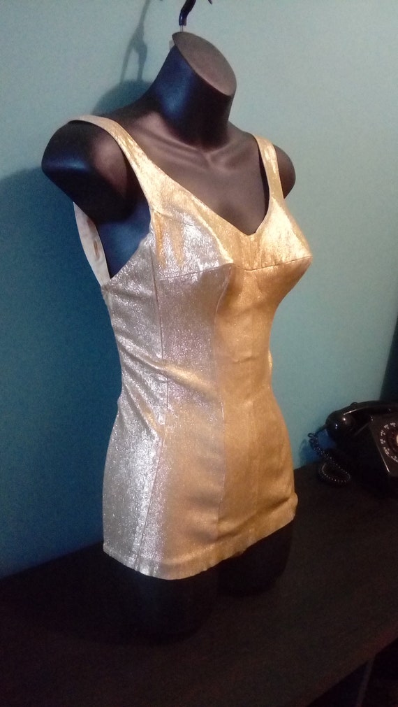 1950s Gold Swimsuit 50s Swimsuit Lurex by Swan 195