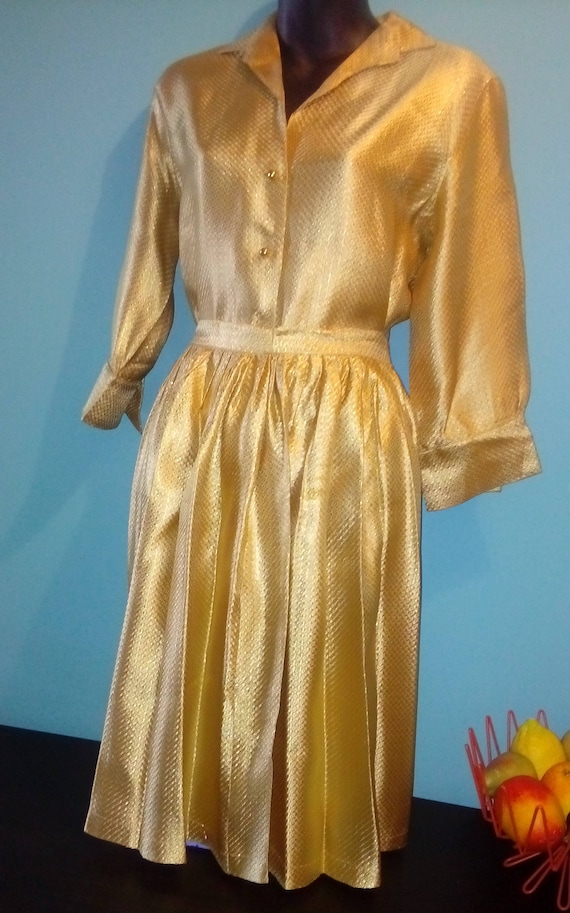 1950s Gold Dress 50s Gold 2 Piece 50s Cocktail Dre