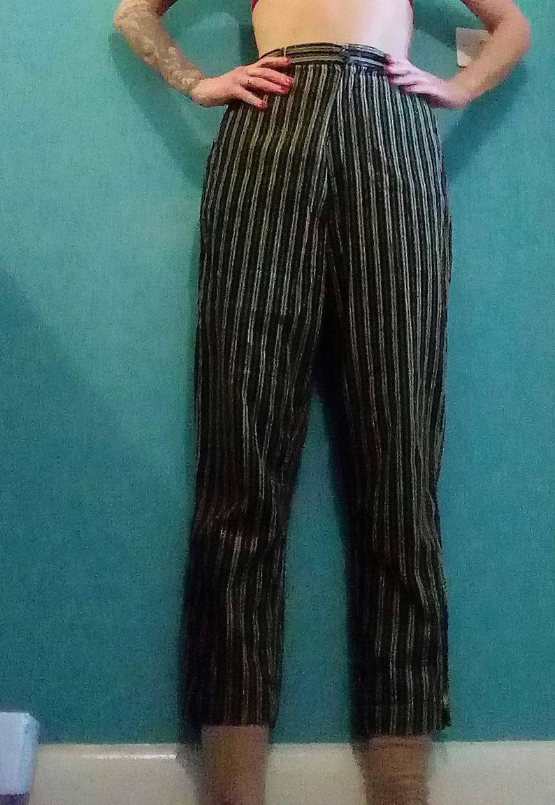 striped cigarette pants