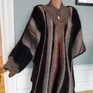 Mohair 1970er Jahre Vintage Boho Strickkleid Kaftan Small to Medium