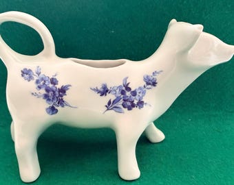Vintage BIA Cordon Bleu Cow Creamer Made in France – Blue Floral Porcelain Milk Jug
