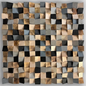 Mozaïek geluidsdiffusor houten paneel – akoestisch wandpaneel voor studio, vierkant houten geluidsisolerend decor