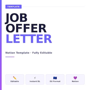 Job Offer Letter Templates | Editable Employment Offer | Notion tracking project | HR New Hire Document | Instant Download