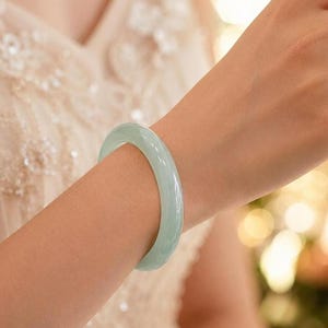 Natural Jade Bangle, Green Stone Jewelry in 58mm or 62mm Sizes