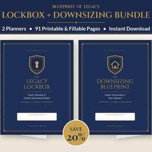 Estate Planning Binder + Senior Downsizing Planner Bundle, Printable Fillable PDF, End of Life Organizer, Moving Checklist | 91 Pages