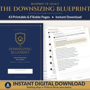 Digital Download, Senior Downsizing Planner, 43-Page Printable PDF, Room-by-Room Checklist