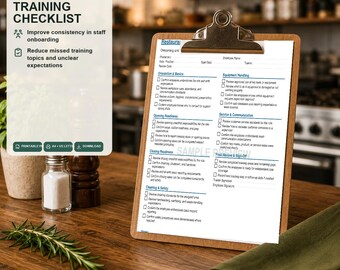 Restaurant Staff Training Checklist Printable | Employee Onboarding PDF | Restaurant Operations Template | Instant Download