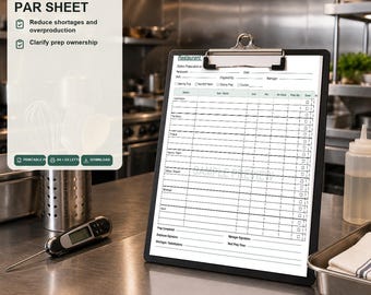 Restaurant Prep List Printable | Daily Prep and Par Sheet PDF | Kitchen Production Template