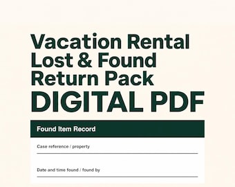 Vacation Rental Lost & Found Return Pack | Guest Item Records (Digital PDF)