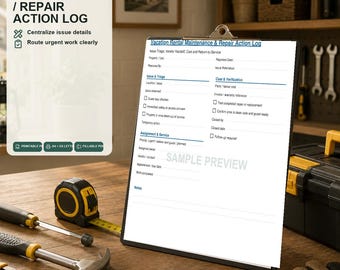 Airbnb Maintenance Log | Vacation Rental Repair Tracker Fillable PDF