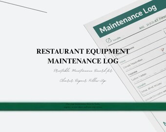 Restaurant Equipment Maintenance Log Printable | Maintenance Record PDF | Restaurant Operations Template | Instant Download
