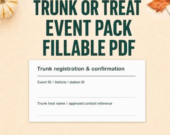 Trunk or Treat Planner | Volunteer and Vehicle Coordination Pack | 14 Pages | Printable and Fillable PDF