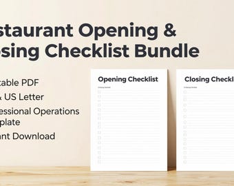 Restaurant Opening & Closing Checklist Bundle