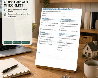 Vacation Rental Turnover Checklist | Airbnb Cleaner Handoff | Fillable PDF