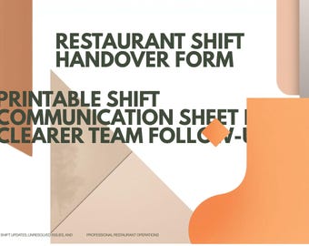 Restaurant Shift Handover Form Printable | Shift Handover Sheet PDF | Manager Communication Template | Instant Download