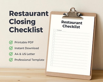 Restaurant Closing Checklist | Daily Operations Template (PDF Download)