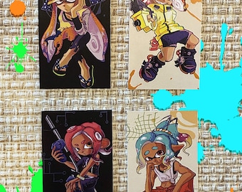 ¡Mini láminas de los protagonistas de Splatoon! ¡Agente 3, 4, 8 y mecánico!