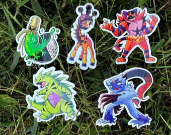 ¡Set de pegatinas VGC competitivas de Pokémon 1! ¡Incineroar, Sneasler, Tyranitar, Sinistcha, Farigiraf!