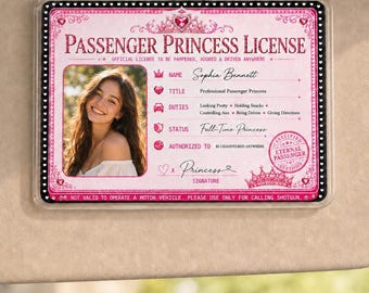 Personalized Funny Car Visor Clip Passenger Princess License for Couples, Acrylic Passenger Princess Clip, Cute Car Accessory Gift for Her