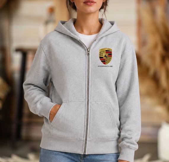 Porsche Full Zip Hoodie, Porsche Logo Hoodie, Porsche Stuttgart Full Zip Hoodie, Car Lover Hoodie, Sports Car Full Zip Hoodie