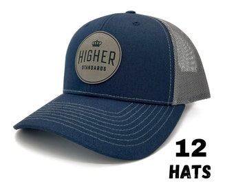 Custom Leather Patch Richardson 112 Hat, Laser Engraved Logo