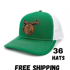 36 Custom Leather Patch Hats, Richardson Hats, Logo Hats, Laser Engraved Leather Patch, Company Logo Hat, Personalized Hats, Business Swag