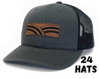 24 Business Logo Patch Hats, Richardson Hats, Logo Hats, Laser Engraved Leather Patch, Company Logo Hat, Personalized Hats, Business Swag