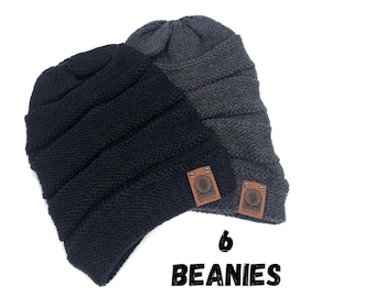 6 Custom Leather Patch Beanies, Richardson Beanie, Logo Beanie, Custom Winter Beanie, Company Logo Hat, Personalized Beanie, Business Swag