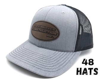 48 Business Logo Patch Hats, Richardson Hats, Logo Hats, Laser Engraved Leather Patch, Company Logo Hat, Personalized Hats, Business Swag