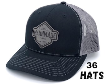 36 Leather Patch Hat Custom, Richardson Hats, Custom Trucker Hat, Custom Logo Hats, Personalized Hats, Business Swag, Leather Hat Patch