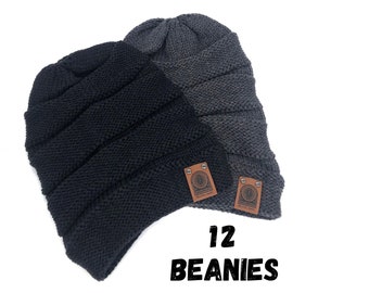 12 Custom Leather Patch Beanies, Richardson Beanie, Logo Beanie, Custom Winter Beanie, Company Logo Hat, Personalized Beanie, Business Swag