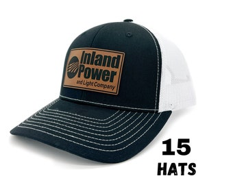 Custom Leather Patch Trucker Hat, Laser Engraved Logo, Snapback