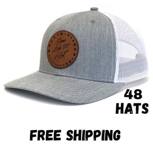 48 Custom Company Logo Hat, Richardson Hats, Custom Trucker Hat, Custom Leather Logo Hat, Personalized Hat, Business Swag, Leather Hat Patch