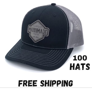 100 Custom Leather Patch Hats, Richardson Hats, Logo Hats, Laser Engraved Leather Patch, Company Logo Hat, Personalized Hats, Business Swag