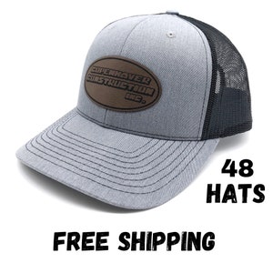 48 Business Logo Patch Hats, Richardson Hats, Logo Hats, Laser Engraved Leather Patch, Company Logo Hat, Personalized Hats, Business Swag