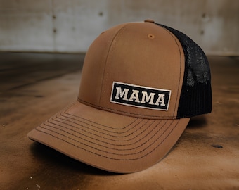 Leather Patch MAMA Hat, Mother's Day gift, Christmas, Mom, Dad, Richardson 112, Trucker Hat, Snapback, Baseball Hat, Custom, Personalized