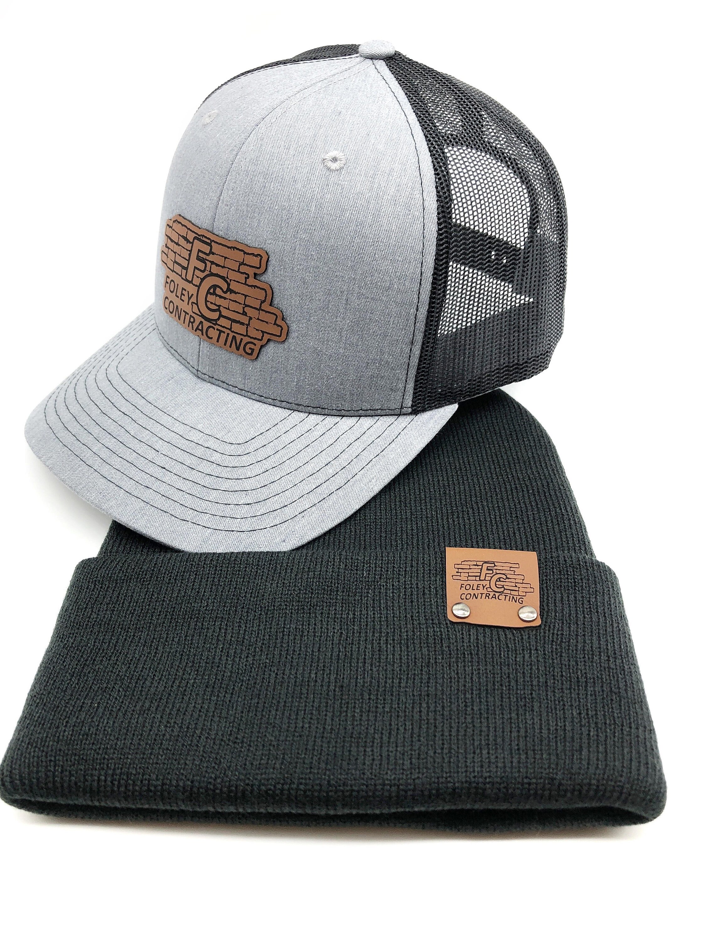 6 Custom Leather Patch Beanies, Richardson Beanie, Logo Beanie