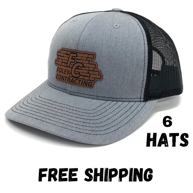 Custom Richardson hats with laser-etched leather patches