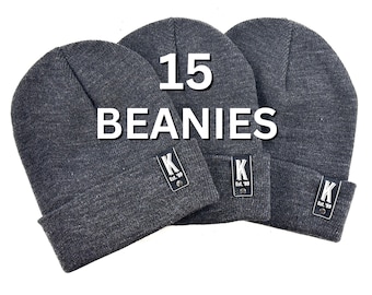 15 Custom Leather Patch Beanies, Richardson Beanie, Logo Beanie,Custom Winter Beanie, Company Logo Hat, Personalized Beanie, Business Swag