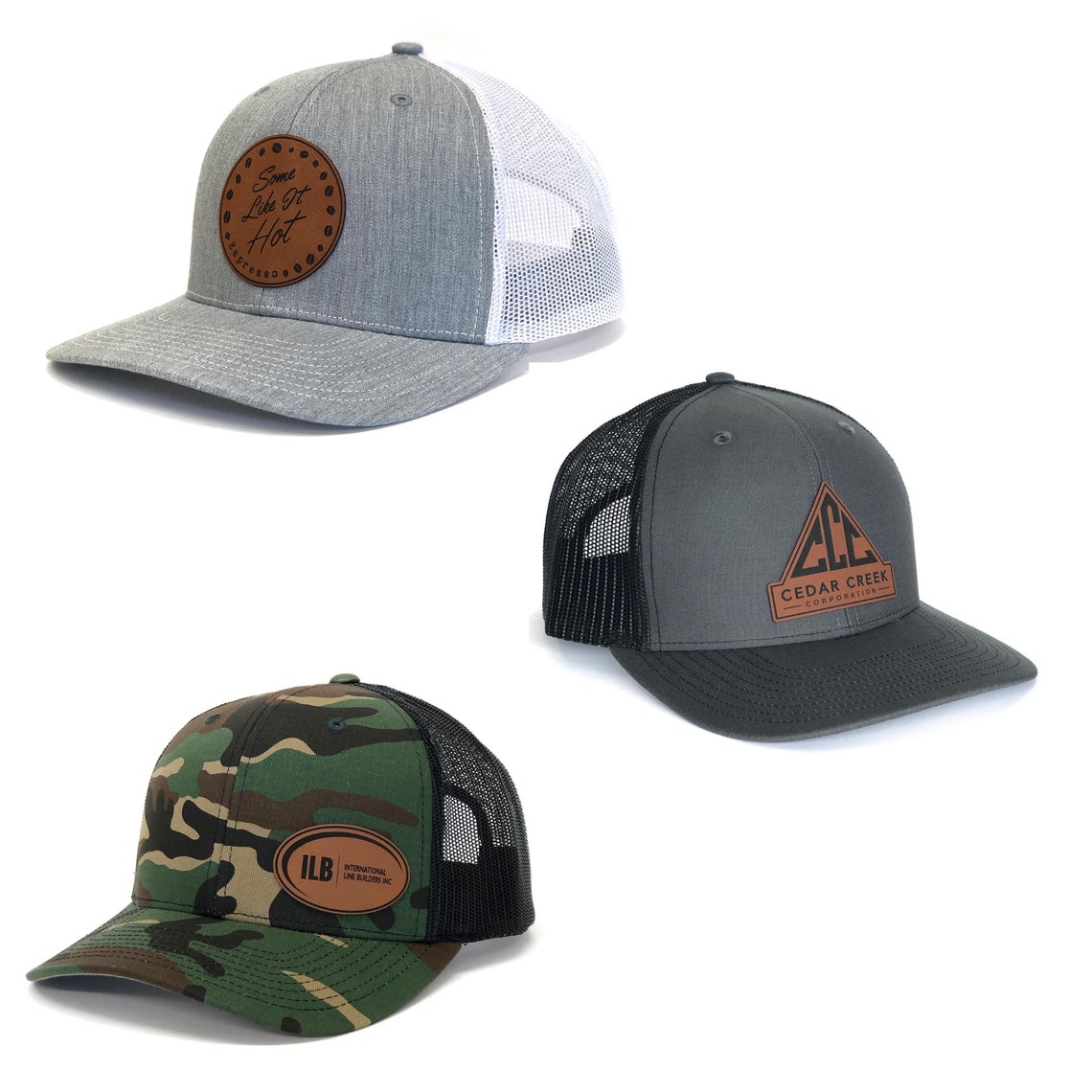24 Custom Leather Patch Hats Richardson Hats Logo Hats | Etsy